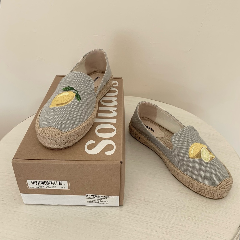 Soludos Lemons Espadrille Smoking Slippers, size 9, NIB